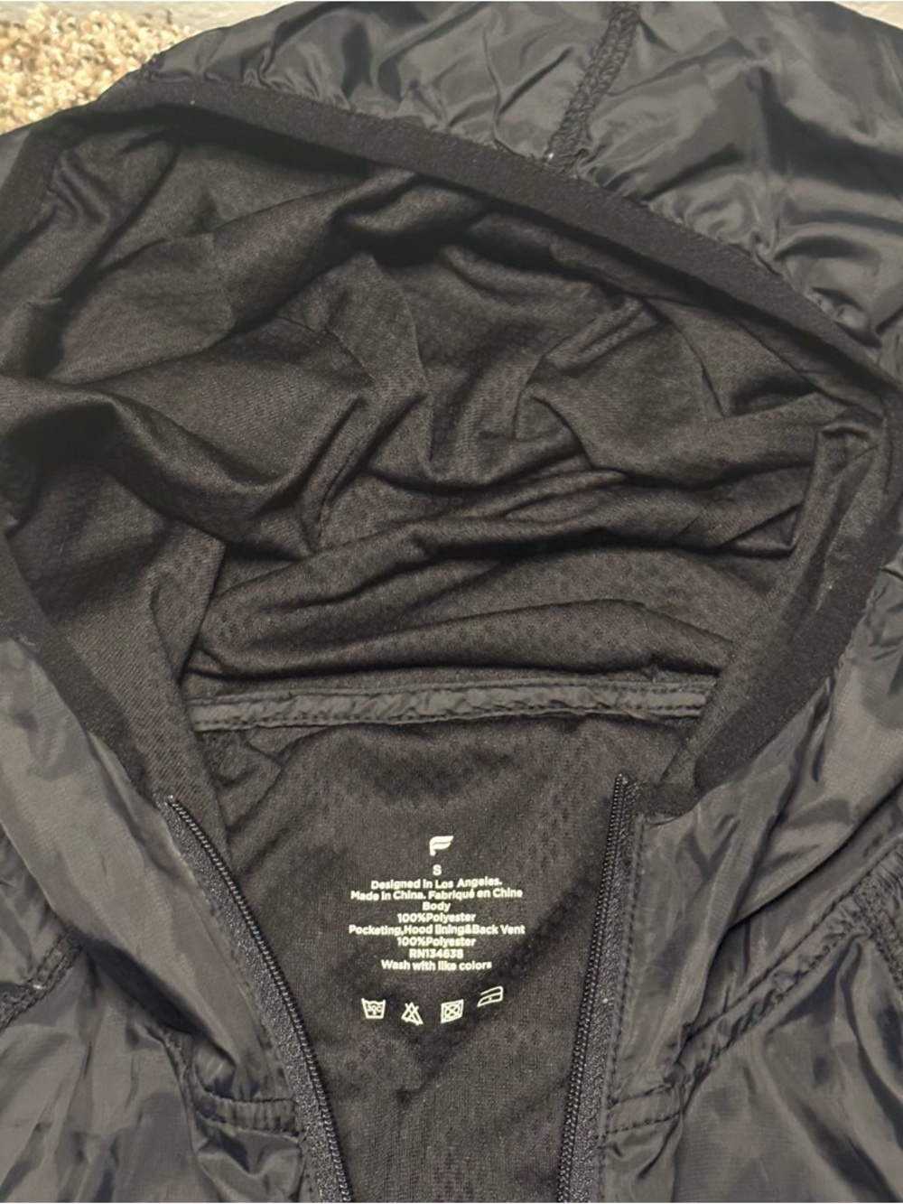 Fabletics Men's Small Black Lightweight Windbreaker Jacket with Hood - Picture 9 of 12